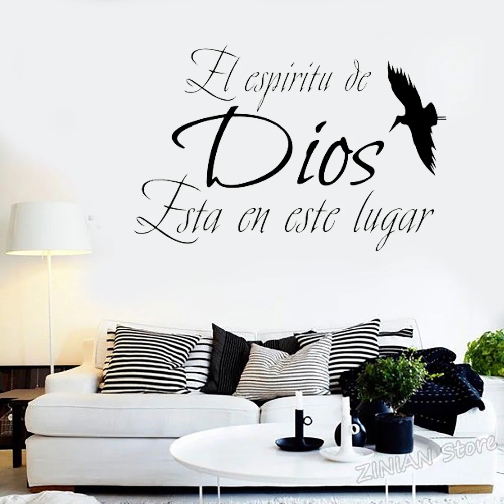 

Spanish Christian Religious Vinyl Wall Decal Quote Sticker Home Interior Decor Living Room Bedroom Animal Stickers Muraux Z952