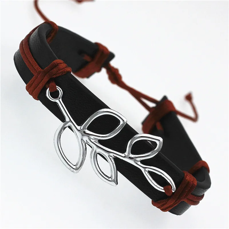 GO MAX DGW кожаные браслеты с листьями для мужчин и женщин Pulseira Masculina ювелирные