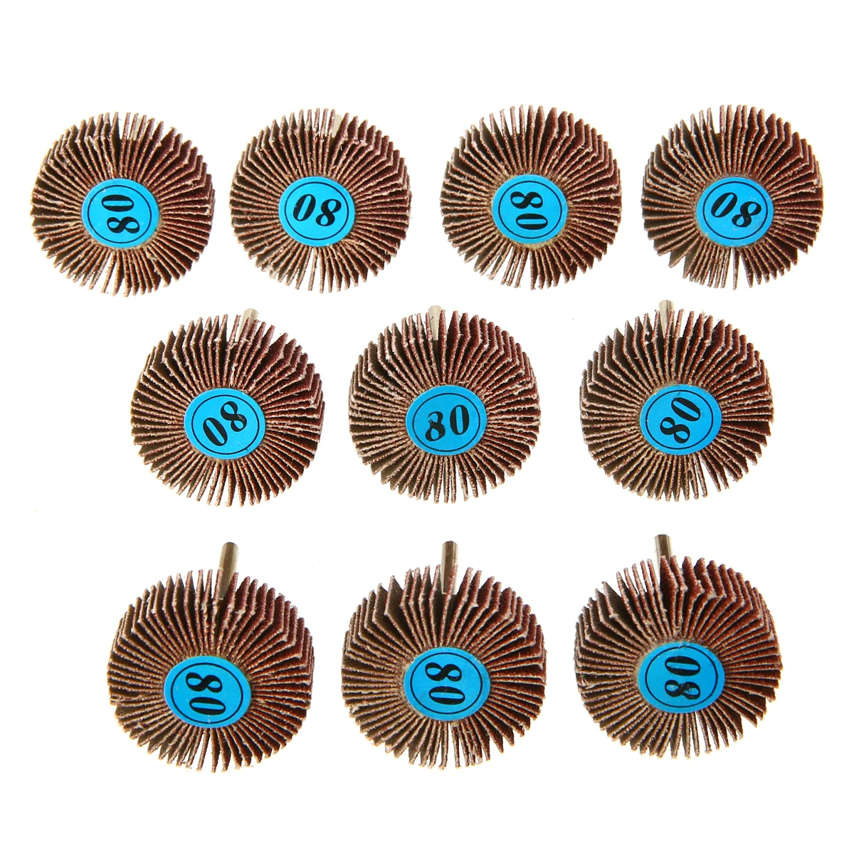10pcs 80 Grit 3.17mm Shank Flap Wheels Sanding Discs Set Grinding Brush Sand for Power Rotary Tool