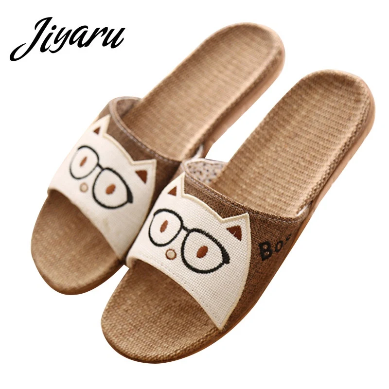 

Men Slippers Men Home Slippers Men Indoor Bedroom Slippers Male Breathable Linen Casual Shoes Male Outside Beach Flat Shoes
