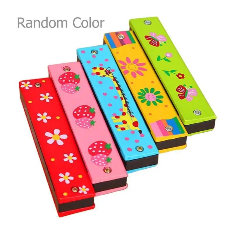 

Colorful Kids Wooden Harmonica Musical Instruments Toys Children Cartoon Pattern Wood Mouth Organ Music Learning Education Toys