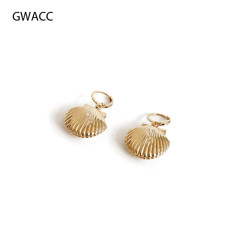 

GWACC Fashion Shell Drop Earrings For Women Baroque Vintage Geometric Gold Lovely Shell Earrings Party Gift Female Jewelry