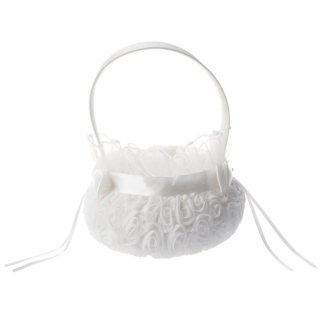 

Satin Wedding Flower Girl Basket Flower Basket (C) White