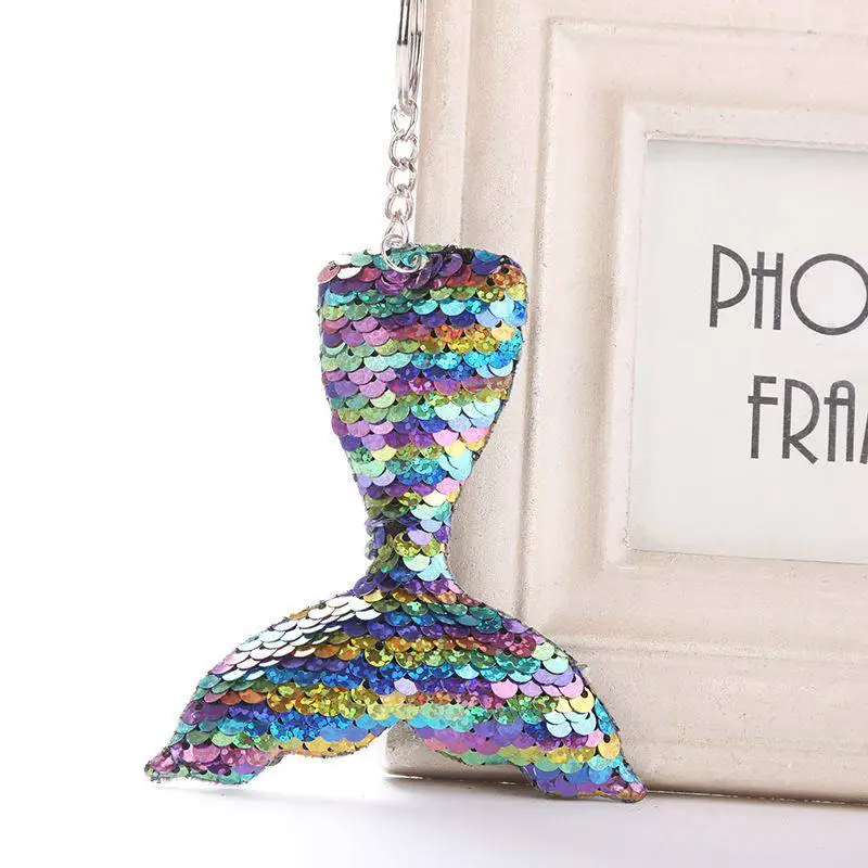 

Keychain Sequins Reflective Glossy Fishtail Keychain Pendant Colorful Sequins Car Keychain