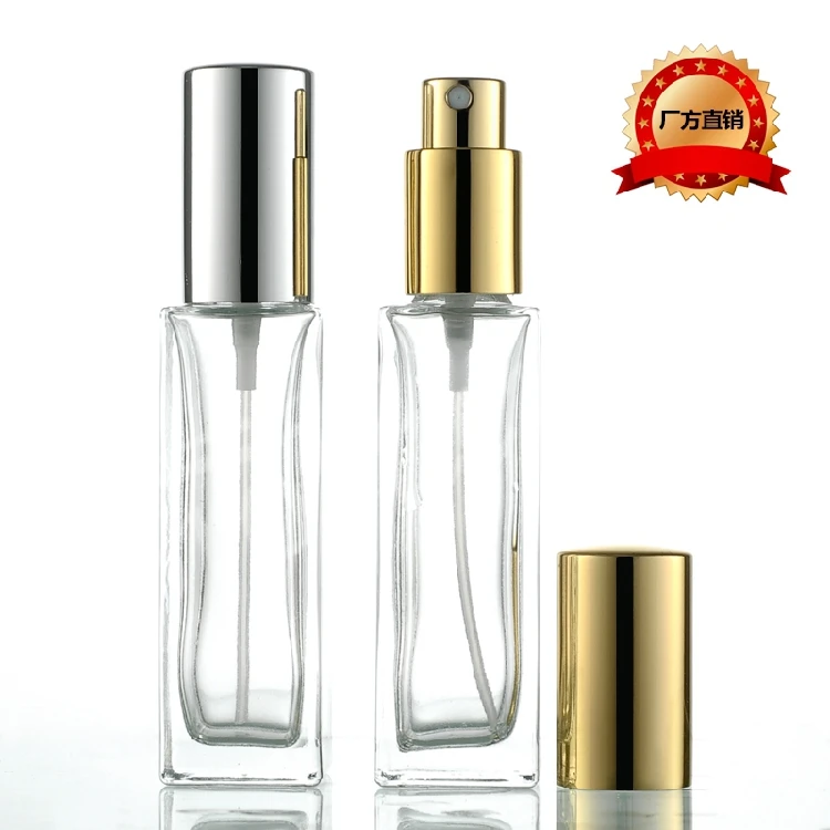 Refillable 20ML Rectangular Glass Bottle of Silver and Gold Aluminum Cap Perfume Spray Cosmetics 100PCS/LOT | Красота и здоровье