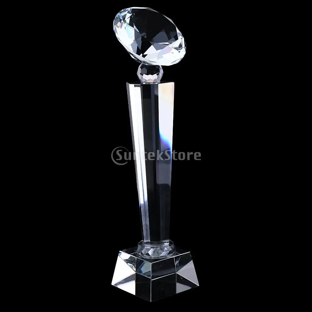 Crystal Quartz 29cm Diamond Tops Trophy Award for Soprts Competition Winner