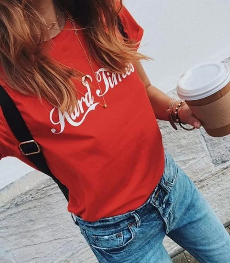 Новинка, модные летние футболки для женщин с надписью, Красная Футболка Harajuku Tumblr, графическая женская футболка, Camisas