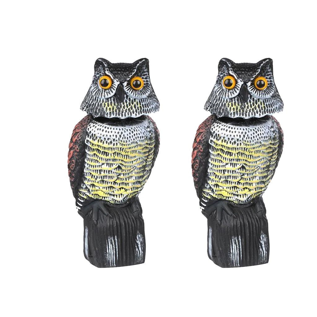 2pcs Owl Decoy w/ Rotating Head – Garden Owl Animal Repellent Deters Birds Pests Squirrels Pest Control Products Garden Supplies