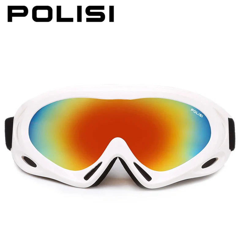 POLISI зима сноуборд снег очки Для детей лыжный Лыжный Спорт очки мальчики девочки Анти-туман UV400 Альпинизм Skate ОЧКИ - Цвет: White