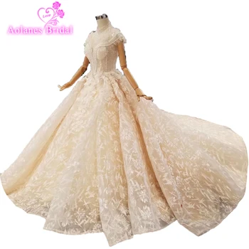 

Elegant Wedding Dresses Sleeves Scoop Princess 2019 New Style Crystals Ball Gown Wedding Gown Lace Bridal Gown Vestido De Novia