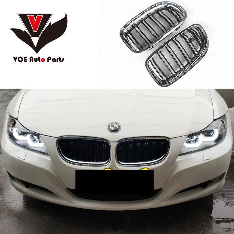 2009 2012 E90 хромированный глянцевый черный 2 линейный передний гоночный гриль M3 для