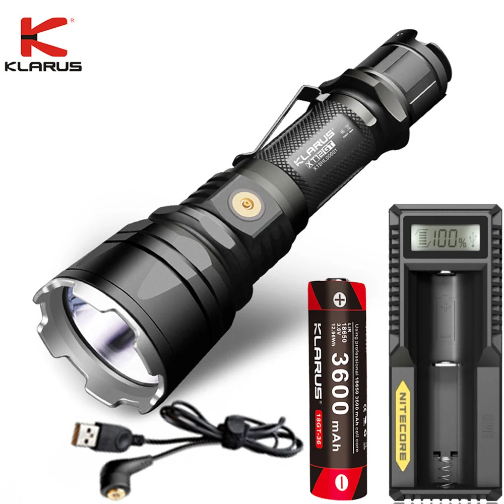 Тактический фонарь KLARUS XT12GT CREE XHP35 HI D4 Магнитный зарядный с аккумулятором 18650 3600