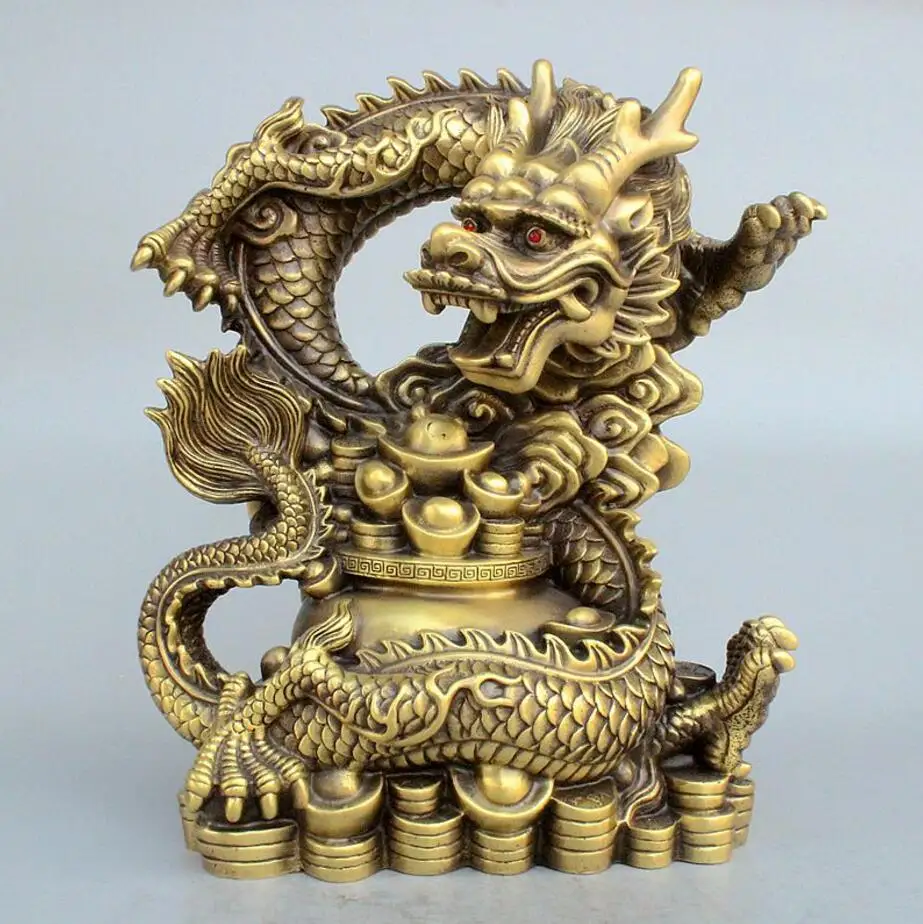 SCY 521+++Pure copper dragon ornament treasure bowl, brass treasure