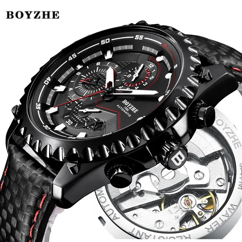

BOYZHE Men Self-Wind Mechanical Mens Watches Top Brand Luxury Automatic Sport Watch Stainless Steel Dropship Relogio Masculino