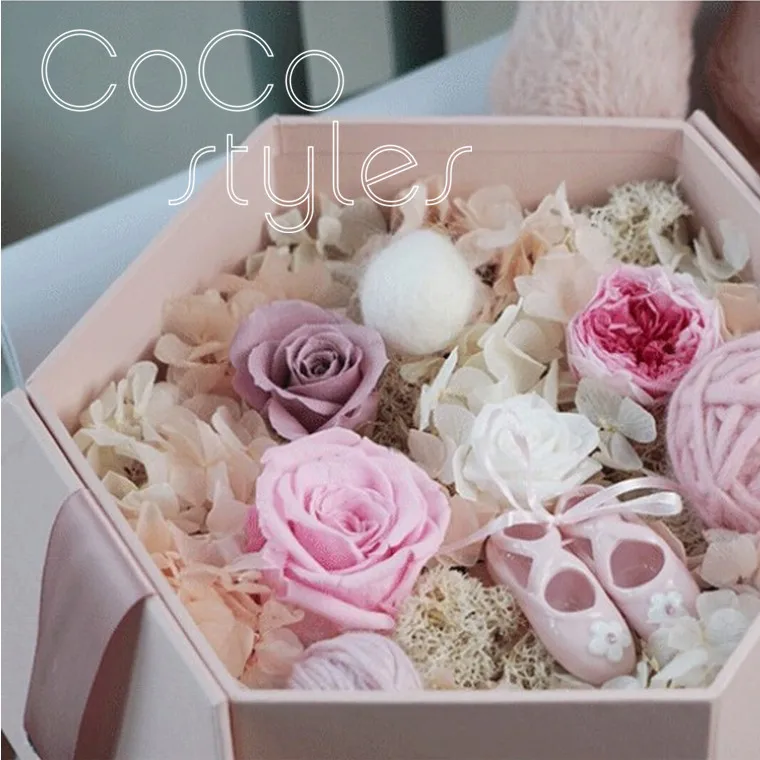Cocostyles bespoke пустой элегантный шестигранный жесткий чехол цветок коробка с лентой для романтической свадьбы или День святого Валентина подарочный набор