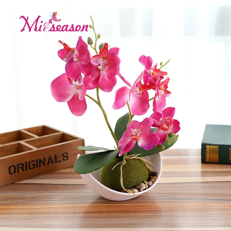 

Creative Phalaenopsis artificial bonsai Silk Butterfly Orchid ornaments Simulation plant pots decorative flowers set for home
