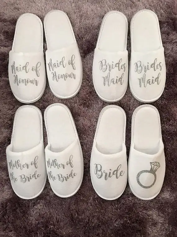 

personalize titles wedding bridesmaid bride groom spa soft slippers hen night Bachelorette party favors gifts