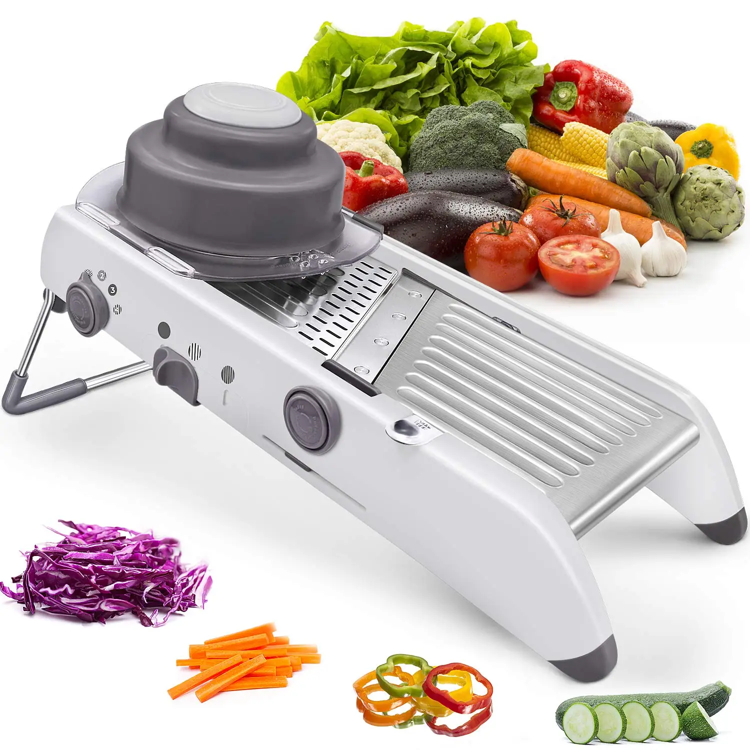

Adjustable Stainless Steel Vegetable Mandoline Slicer, Built-in Adjustable Safe Blades Grater, Multifunctional Food Slicer