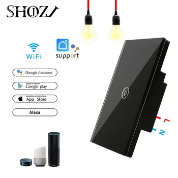 

US 1 Gang Wifi Wall Switch Wireless Light App Touch Control Wifi Smart Switch Work with Alexa Google Home