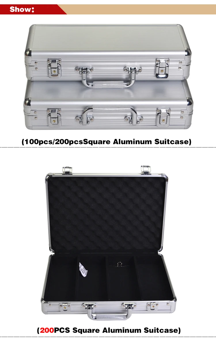 SQUARE Chips Suitcase Chip Container Chip Case/Box Poker Chips Square Aluminum Suitcase 100/200PCS Capacity