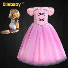 Праздничный день рождения Принцесса София Рапунцель платье Хэллоуин платье Рапунцель ребенок розовый пушистый Пром Fantasia парик Рапунцель Дети