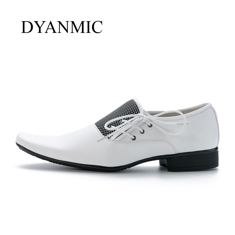 

DYANMIC New Men Dress White Shoes Fashion Male Formal Wedding Party Handmade Business Shoes EU 40-45