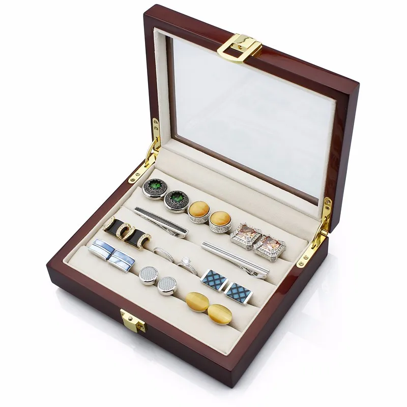 

Luxury Jewelry Wooden Box For Cufflinks Tie Clip Display