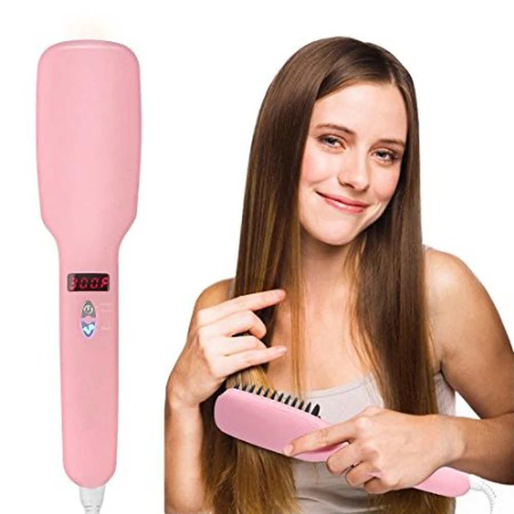 2 в 1 электрический выпрямитель для волос с ЖК дисплеем|fast hair straightener brush|hair brushelectric