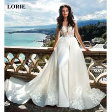 Best Offers LORIE 2019 Vintage Wedding Dresses with Detachable Train Cap Sleeves Lace Applique Bridal Gowns Backless Beach Wedding Dresses Best Offers LORIE 2019 Vintage Wedding Dresses with Detachable Train Cap Sleeves Lace Applique Bridal Gowns Backless Beach Wedding Dresses