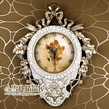 

European Garden Retro Clock Room ultra quiet watch resin decorative wall Rome word table