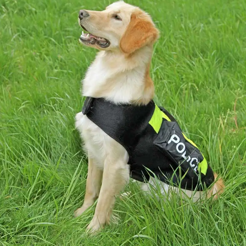 Большая полицейская безопасная Спасательная куртка для собак, светоотражающая жилетка для собаки, пальто-консервант, одежда для домашних животных, товары для хогарда