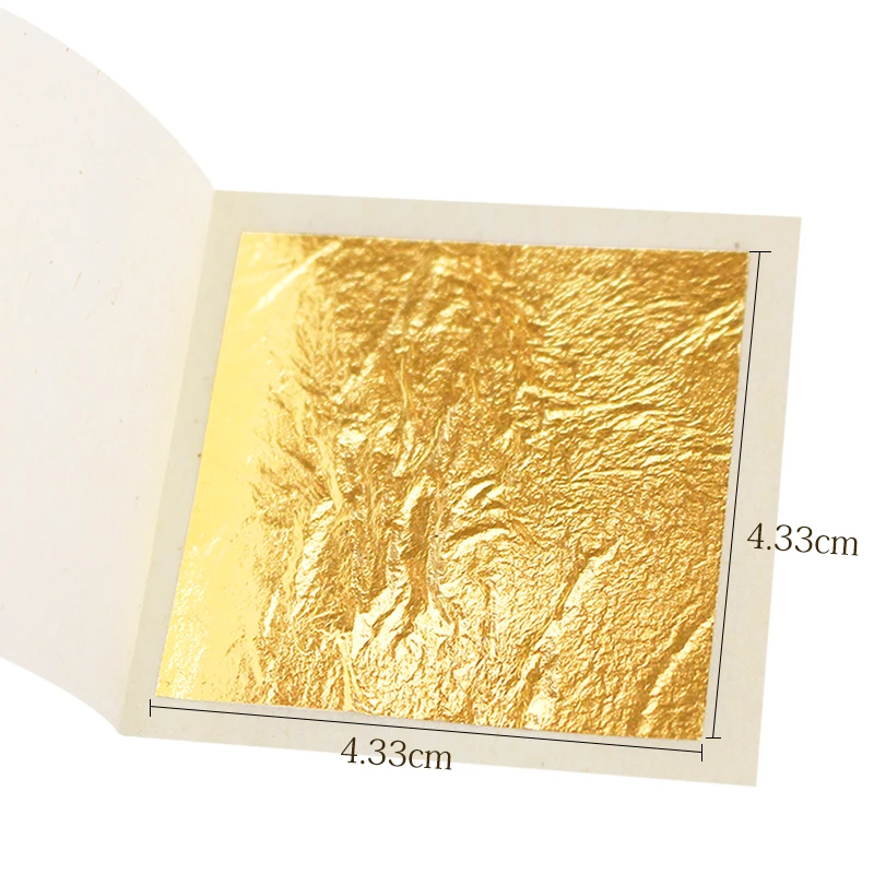 

Edible Gold Leaf Sheets Gold Flakes Foil 100pcs 4.33cm Gold in Craft Paper Facial Mask Cake Decoration Real Gold Leaf Gilding