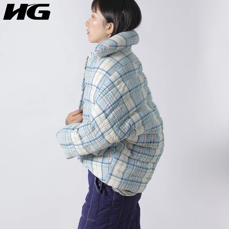 Vers Duvet See Nouveau Dll1144 Hiver Blanc Corée Bouton Manteau Couvert Manches Femmes Mode Plein Le Long Canard 2018 De Occasionnels Bas hg Plaid Picture 4Tw8qq