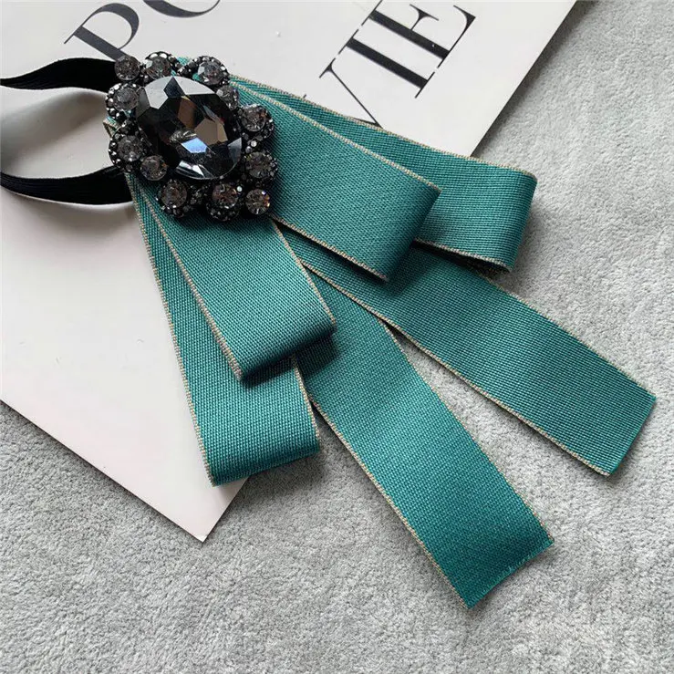 Handmade Bow tie Женская рубашка в британском стиле; галстук-бабочка с лентой на шее; Индивидуальный Женский Свадебный костюм ручной работы; вечерние галстуки со стразами и бантом - Цвет: Handmade Bow tie