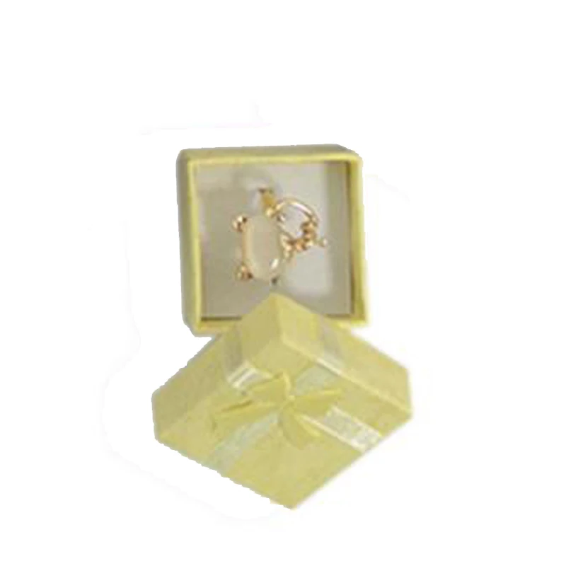 Мода 19 цветов бумажная лента ожерелье серьги кольцо посылка Коробка Цветочный 4*3 см 5*5 см 5*8 см органайзер для хранения ювелирных изделий Подарочная коробка - Цвет: Yellow 4X4CM