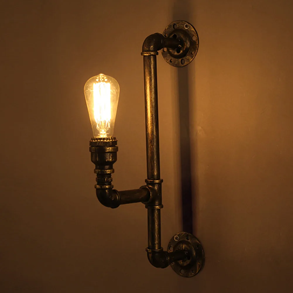 Metal Wall Sconce Retro Water Pipe E26/E27 Bulb Base Industrial Bar Coffer Shop Home Indoor Vintage Deco Antique Lamp Luminaria