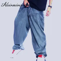 Для мужчин Ретро мешковатые джинсы Винтаж Гар Для мужчин t Омывается хип-хоп джинсовые штаны скейтбордист джинсы буквы печатные широкие