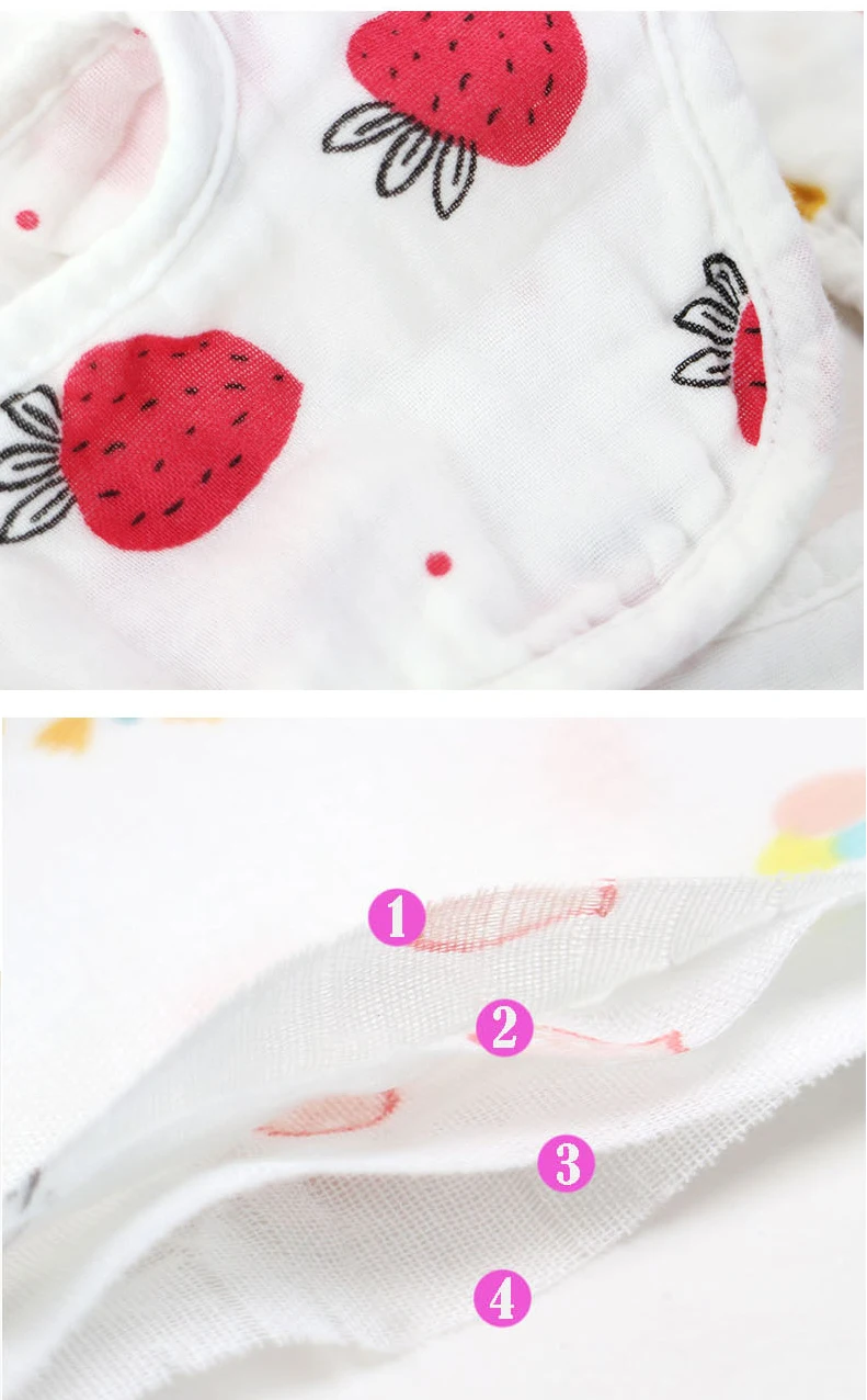 pacifier for baby 1 Piece Wasoyoli Flower Type Bib 4 Layers Burp Cloths 26*29CM Printed Colorful 100% Muslin seersckuer Cotton Infant Bib baby accessories drawing	