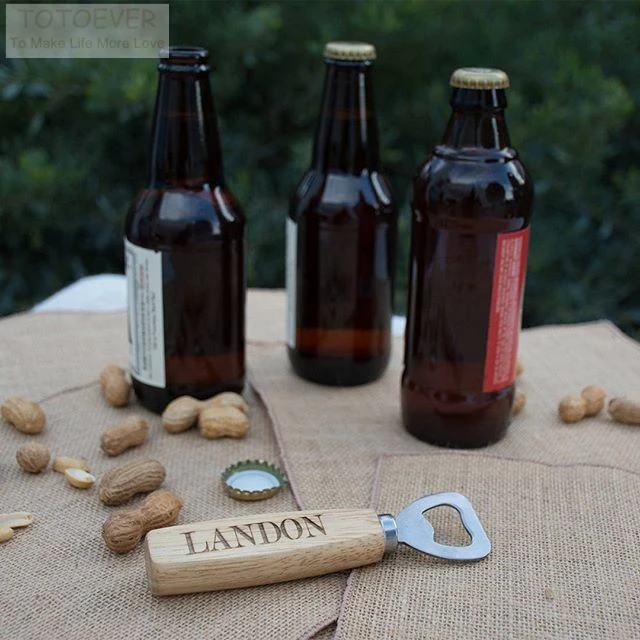Customized Engraved Wood Beer Bottle Opener Advertising promotion Personalized name Groomsmen gifts for men wedding gift | Дом и сад