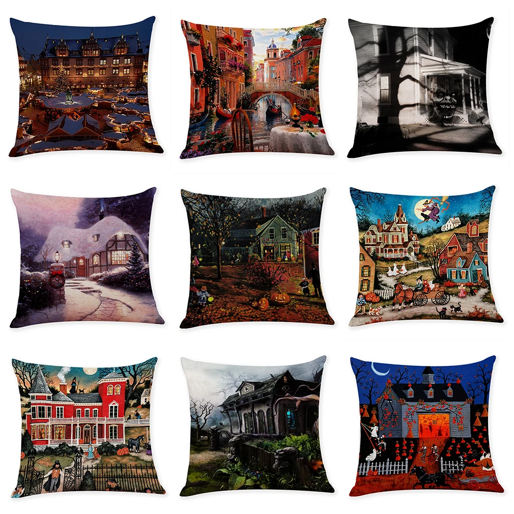 

Fort Hope Halloween Decorative Painting Pillow Case Home Decor Cushion Cover Pillow Covers Christmas Decorations for Home