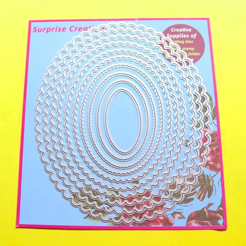 

Large Cutting dies 10-Piece Scalloped Oval 17.1x20.1cm Scrapbook Paper Crafting DIY Stencil