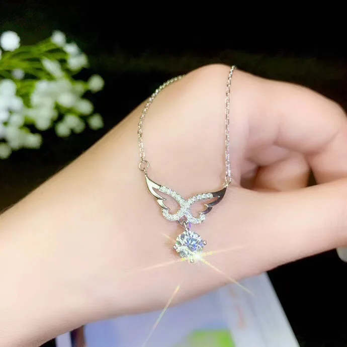 Супер горячее Moissanite ожерелье, серебро 925 пробы, драгоценный камень 1 карат, красивый цвет, настоящий Муассанит