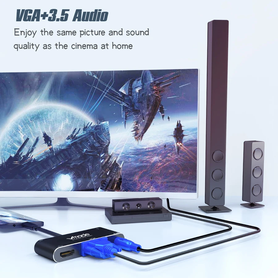 Vmade мульти порты USBC док-станция 5 в 1 поддержка PD 3,0 зарядки тип-c к hdmi+ vga+ PD+ аудио конвертер двойной экран дисплей