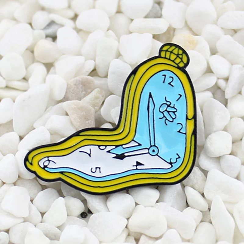 

Clock Pocket Watch Cherish Time Fashion Drip Jewelry Cartoon Design Clock Brooch Hour Minute Enamel Pin Denim Hat Badge Friends