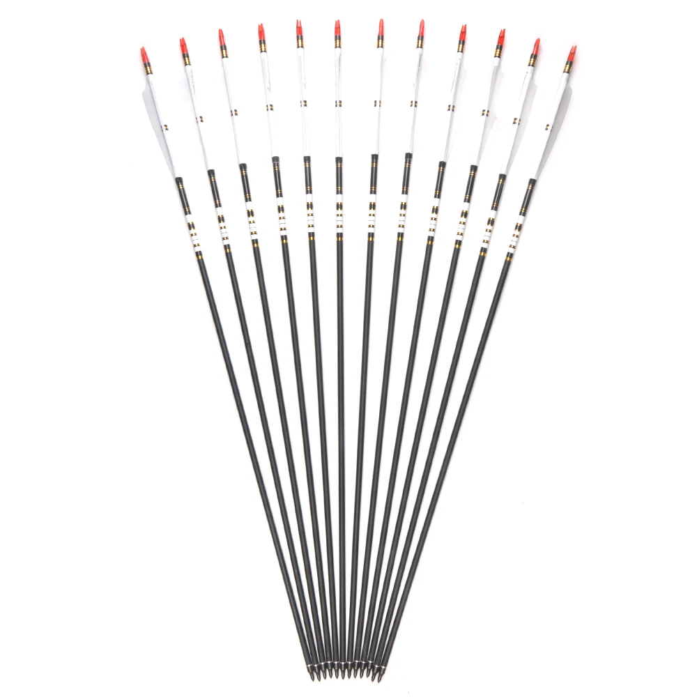 Setas de Carbono Turquia para a Prática Tiro com Arco Id6.2mm com Pena 80cm Espinha 500 Metal Od7.6mm Caça 6 - 12 24 Pçs 6 Cheap Arco e flecha
