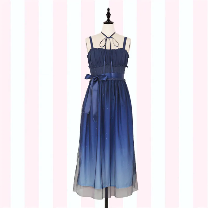 JSK/японские модные платья для выпускного вечера; длинное платье в стиле Лолиты; милое летнее платье феи Kawaii; кружевное праздничное платье принцессы; великолепное длинное платье для девочек - Цвет: Long Dress