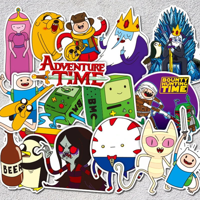 

AQK 29Pcs/Lot Adventure Time Stickers PVC American Cartoon Funny Sticker For Skateboard Luggage Laptop Guitar Car Styling Decals