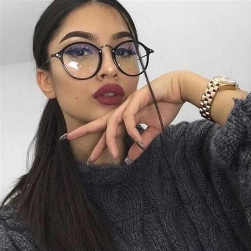 

iboode Spectacle Clear Glasses Transparent Round Frame Female Blue Light Computer Glasses Women Retro Optical Eyeglasses Eyewear