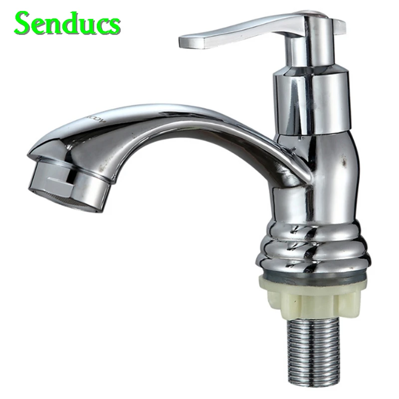 

Senducs Deck Mounted Cold Basin Mixer Tap By Comfortable Handle Cold Bathroom Faucet Quality Alloy Basin Sink Faucet