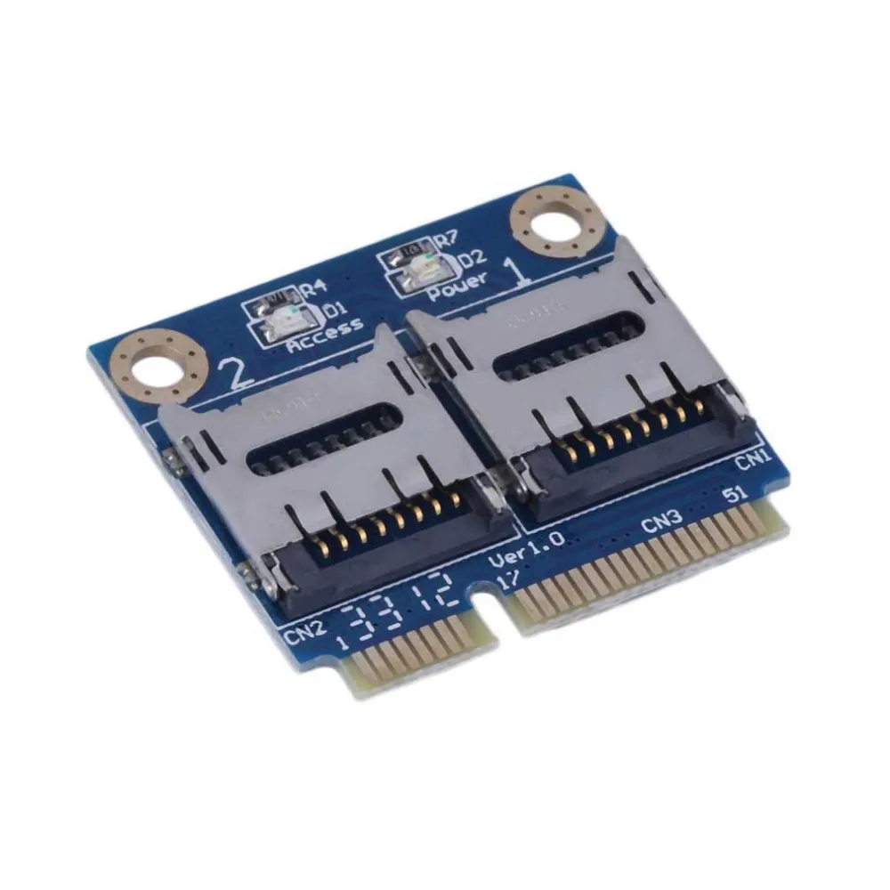 Мини PCIE карта адаптер PCI-e MPI-e для двойной TF SDHC SDXC Reader адаптер PCI-E для tf-карты Поддержка Windows 7/Vista/XP Mac OS